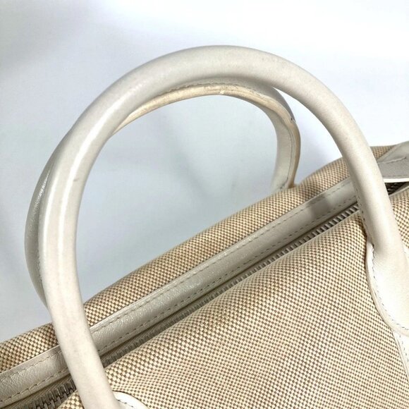 HERMES Porochon Mademoiselle Hand Bag Toile H / Leather Beige/White - Picture 6 of 12